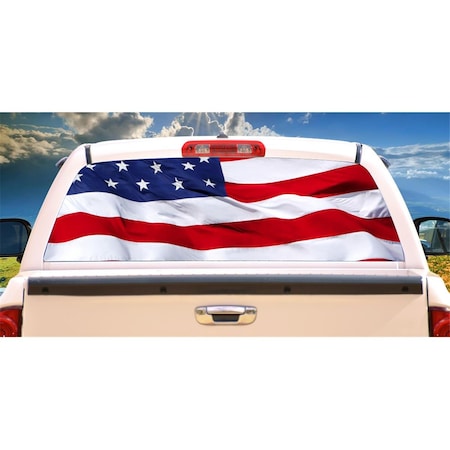 Entretenimiento American Flag Rear Window Graphic Truck View Thru Vinyl Back Decal EN2678325